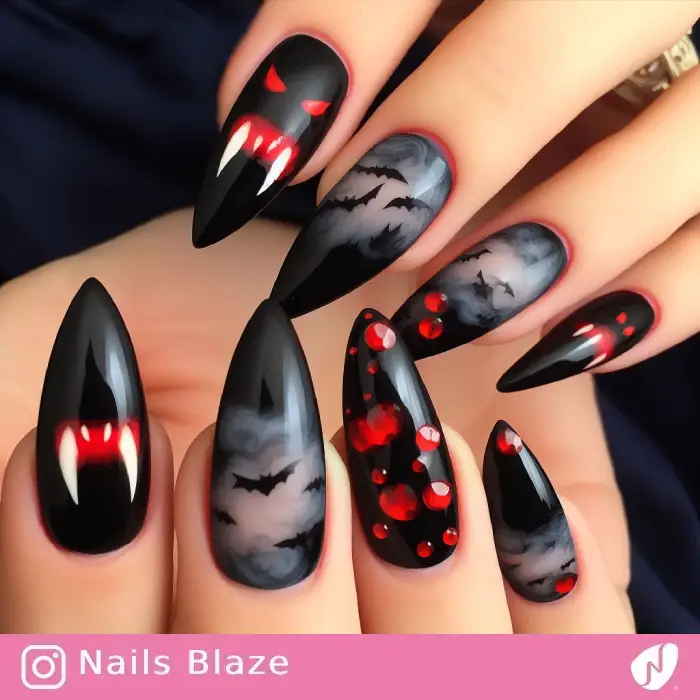 Vampire Fangs Nails | Halloween - NB776
